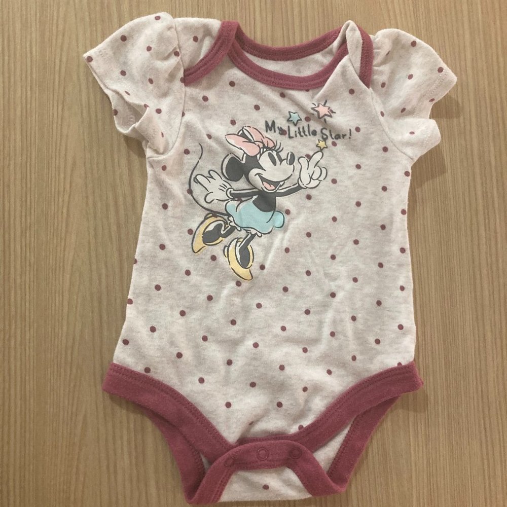 Disney Baby Classic Minnie Mouse Bodysuit 0-3 Months Little Star Graphic Pink